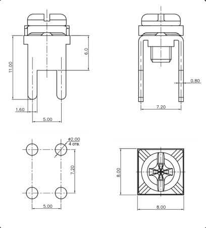 Клемма винтовая пластинчатая RUICHI K14 M3.5x6 мм, 18-14 AWG, лужёный металл