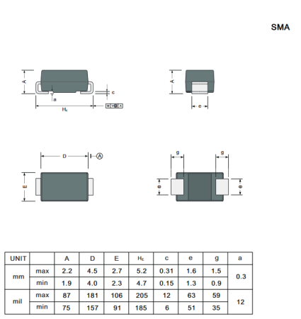SS16 KUU диод Шоттки 60 В, 1 А, DO-214AC (SMA)
