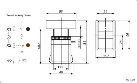 Кнопочный переключатель RUICHI 3SA12-30E-11FSWD