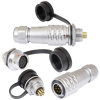 Комплект быстросъемного разъема push-pull кабель-блок RUICHI SR12-12/MF9P, 9-ти контактный, диаметр кабеля 4-6,5 мм, 5 А, IP67, -20…+85°С, корпус хромированная латунь