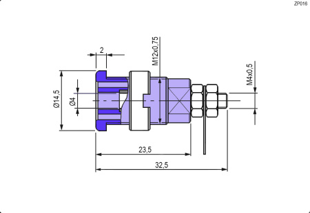 Гнездо RUICHI Z016 4 мм panel jack чёрный, на панель под пайку