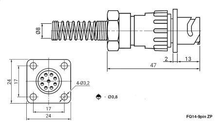 Разъём быстроразъёмный RUICHI FQ14-9pin ZPK, 9-контактный