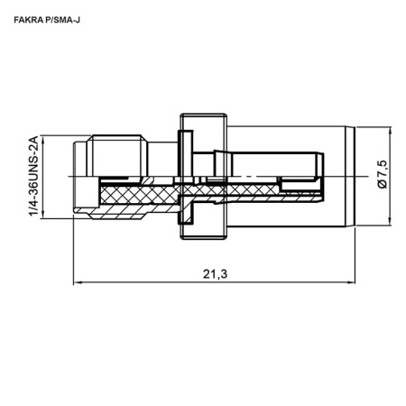 Высокочастотный разъем RUICHI серии FAKRA TYPE D-P (вилка)/ SMA-J (розетка) для коммутации оборудования GSM, обжимной, на кабель RG174/RG316, 5000 МОм, -40…+105 °C, цвет корпуса фиолетовый (RAL 4004)