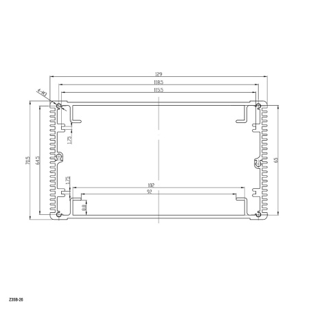 Корпус для РЭА приборный из алюминиевого профиля ZTM-ELECTRO Z35B-26, 100x129x71 мм