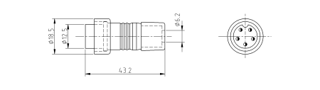 Разъём цилиндрический малогабаритный RUICHI GX16-P-5A, 5 контактов