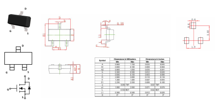BSN20 SLKOR полевой транзистор (MOSFET), N-канал, 50 В, 0.3А, 2.5 Ом, 1.7 нКл, SOT-23
