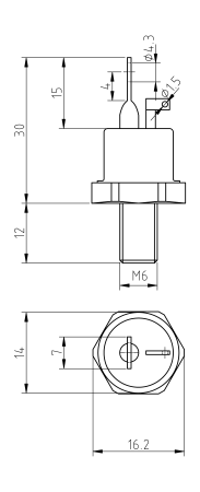 ТС122-25-12 RUICHI Симистор (триак), 25 А, 1200 В, корпус ST2 (резьба М6)