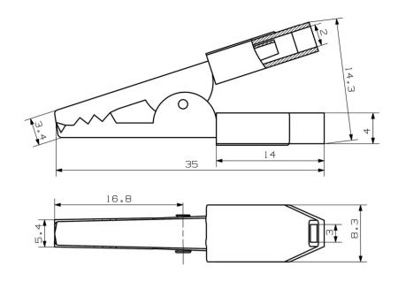 Зажим-крокодил RUICHI 8-0029 под пайку/обжим, 11 мм, 5 А, черный