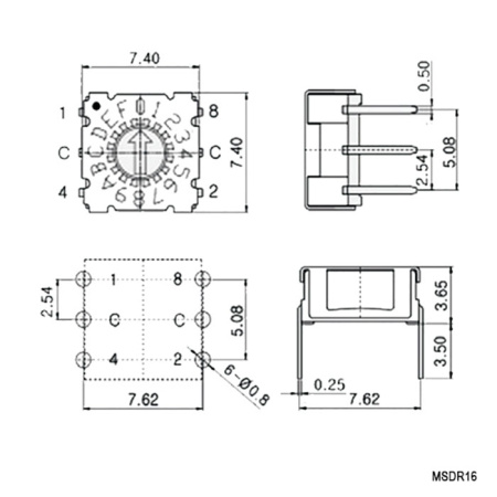 DIP-переключатель RUICHI MSDR-16