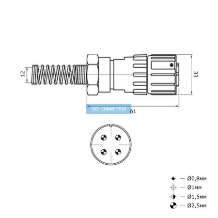 Разъём быстроразъёмный RUICHI FQ24-4pin TK-12, 4-х контактный