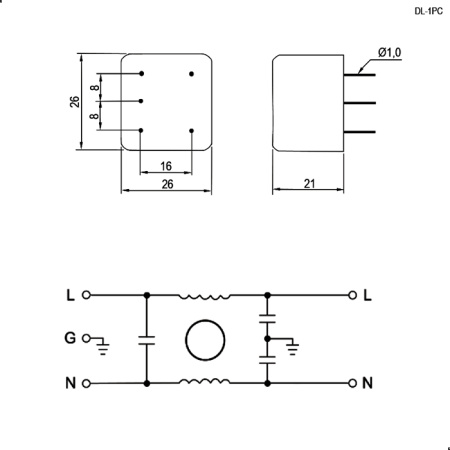 Сетевой фильтр RUICHI DL-1PC, 1 А