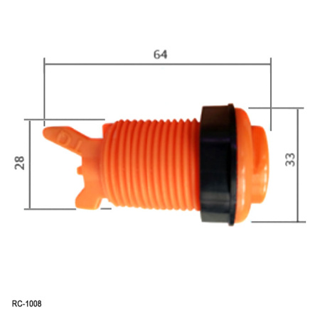 Кнопка GMSI RUICHI RC-1008-64-R, 28 мм, 12 А, 20 мОм, круглая, цвет красный, с резьбой и черным прижимным кольцом
