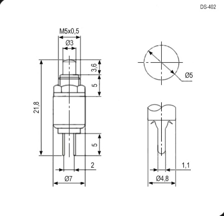 Кнопочный переключатель RUICHI DS-402, OFF-(ON)